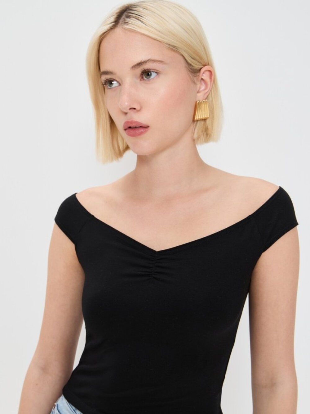 Reformation Haven Knit Top Black Off Shoulder Size L